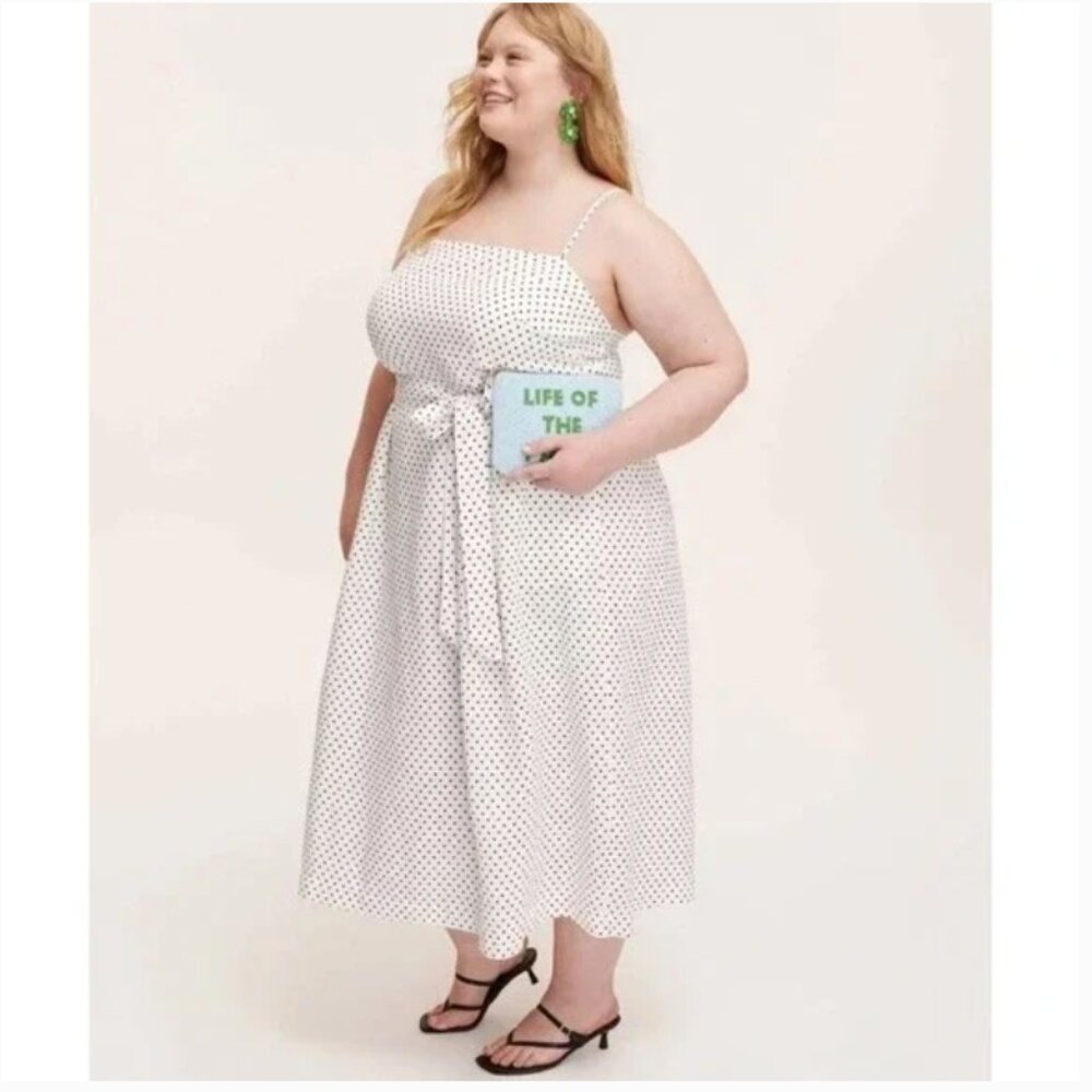 Kate Spade X Target Midi Dress Cream Black Polka Dot Women's XXL *NO BELT - Picture 3 of 15